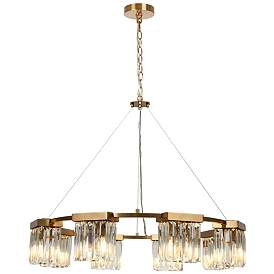 Image1 of Labradorite 8-Light Gold Crystal Chandelier