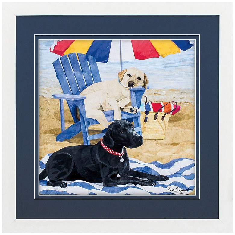 Image 1 Labs On Beach 29"W x 29"H Framed Art