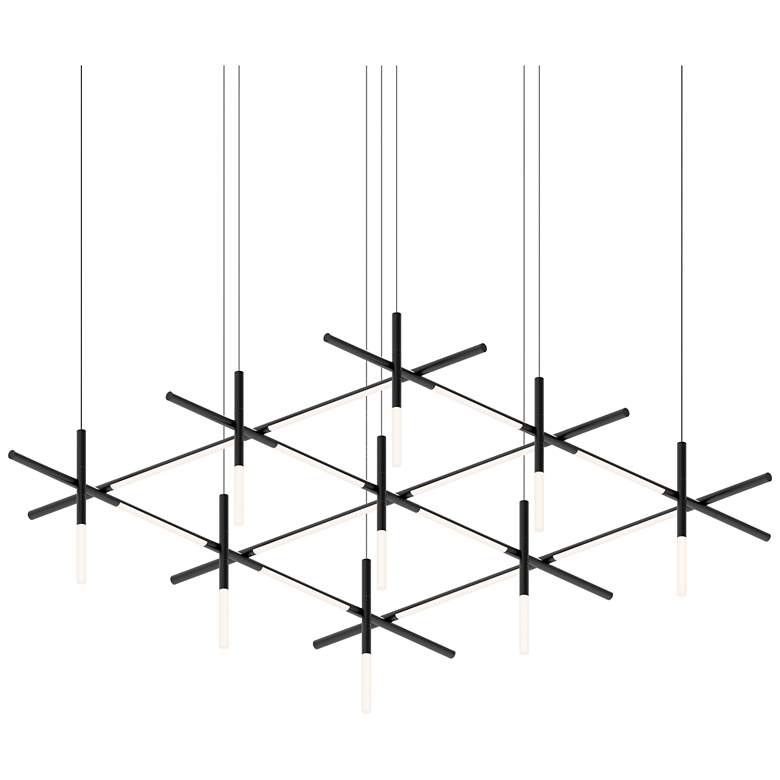 Image 2 Labyrinth 74.25" Satin Black Square Chandelier