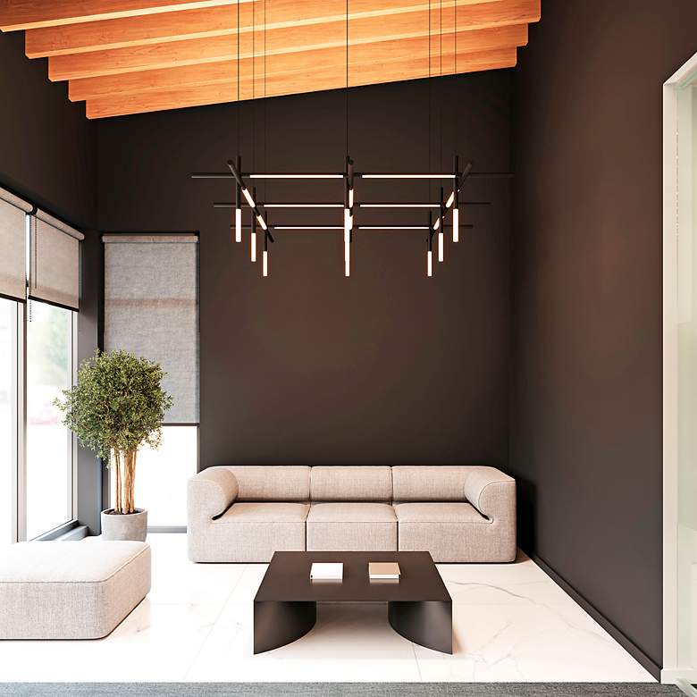 Image 3 Labyrinth 74.25" Satin Black Square Chandelier more views