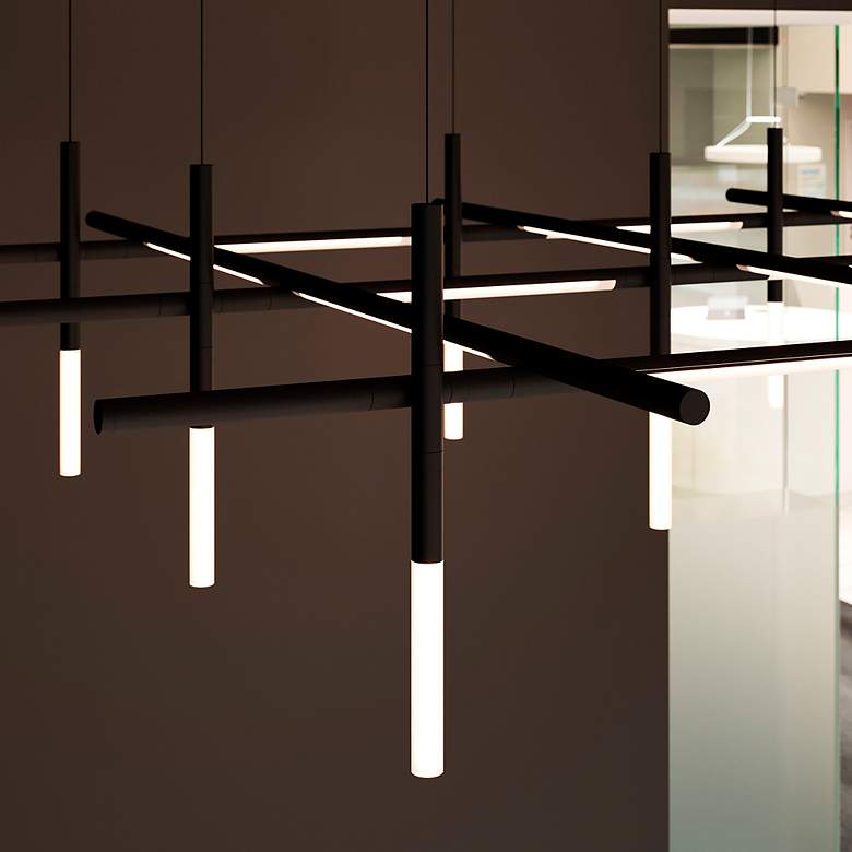 Image 5 Labyrinth 74.25" Satin Black Square Chandelier more views