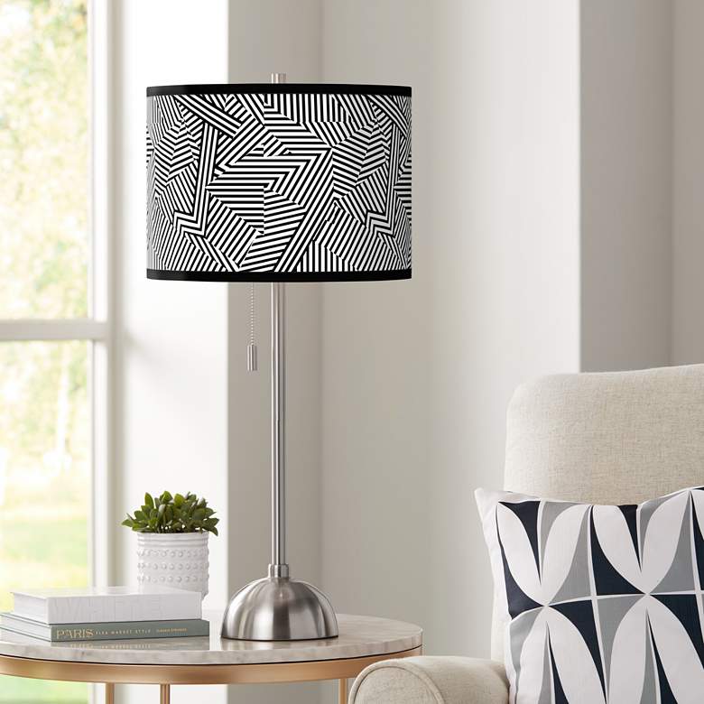 Image 1 Labyrinth Giclee Brushed Nickel Table Lamp