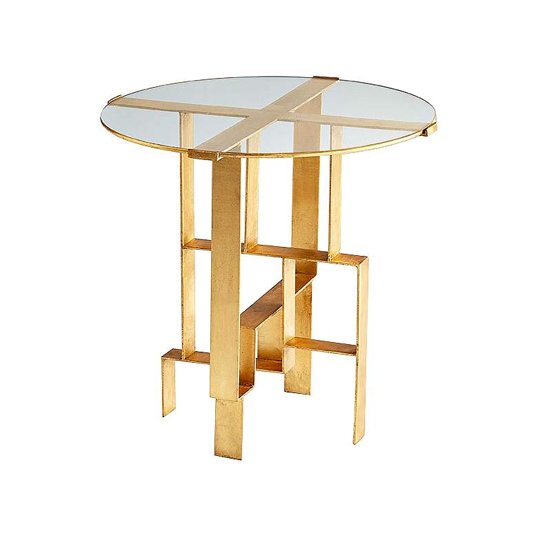 Image 1 Labyrinthe Gold Leaf Iron Glass Side Table