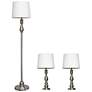 Lacassie Brushed Steel 3-Piece Floor and Table Lamp Set