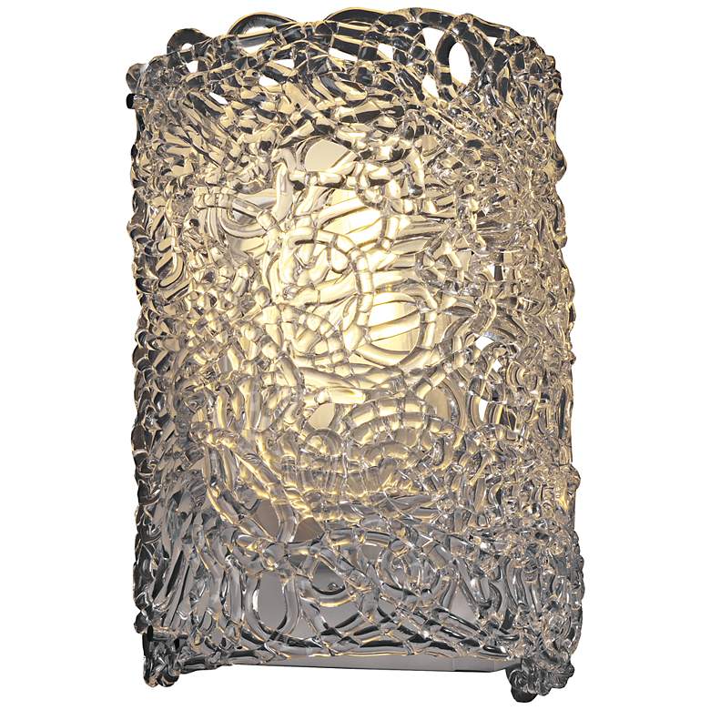 Image 1 Lace Venetian Glass 12 1/2 inchH Chrome Outdoor Wall Light