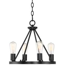 Lacey 16&quot; Wide Black 4-Light LED Round Chandelier