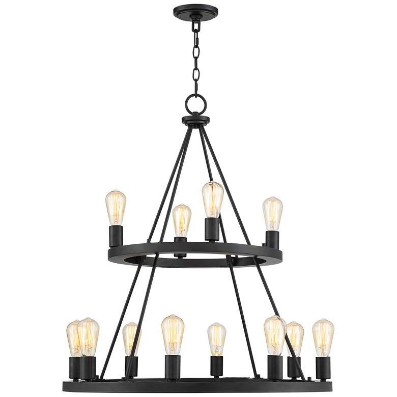 Image 7 Lacey 29 1/4 inchW Round Black 2-Tier 12-Light LED Chandelier more views