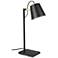 Lacey - Table Lamp - Structured Black Finish - Black and White Shade
