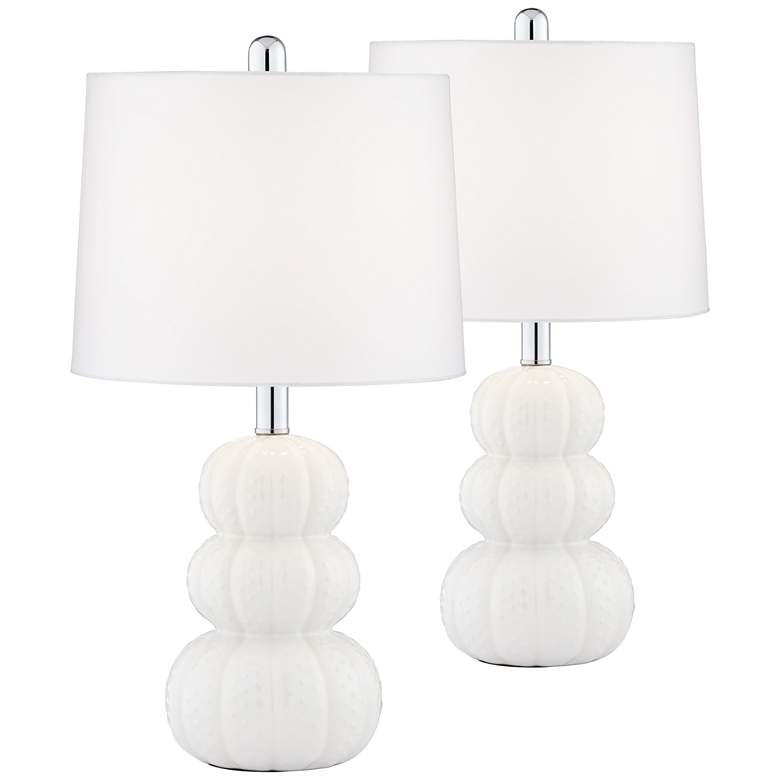 Image 1 Lacey White Triple Gourd Table Lamp Set of 2