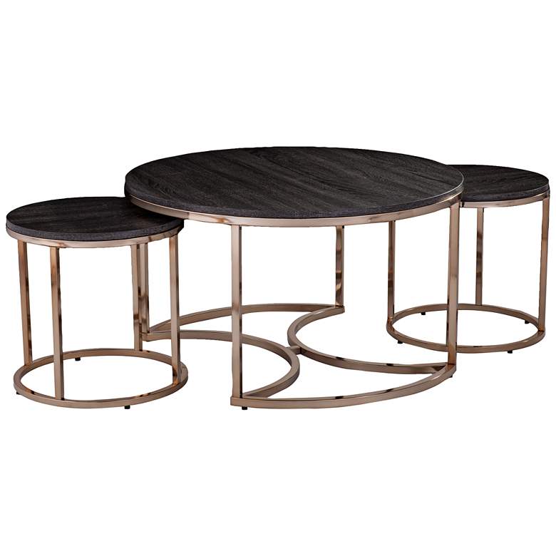 Image 2 Lachlan 32" Wide Espresso 3-Piece Round Nesting Tables Set