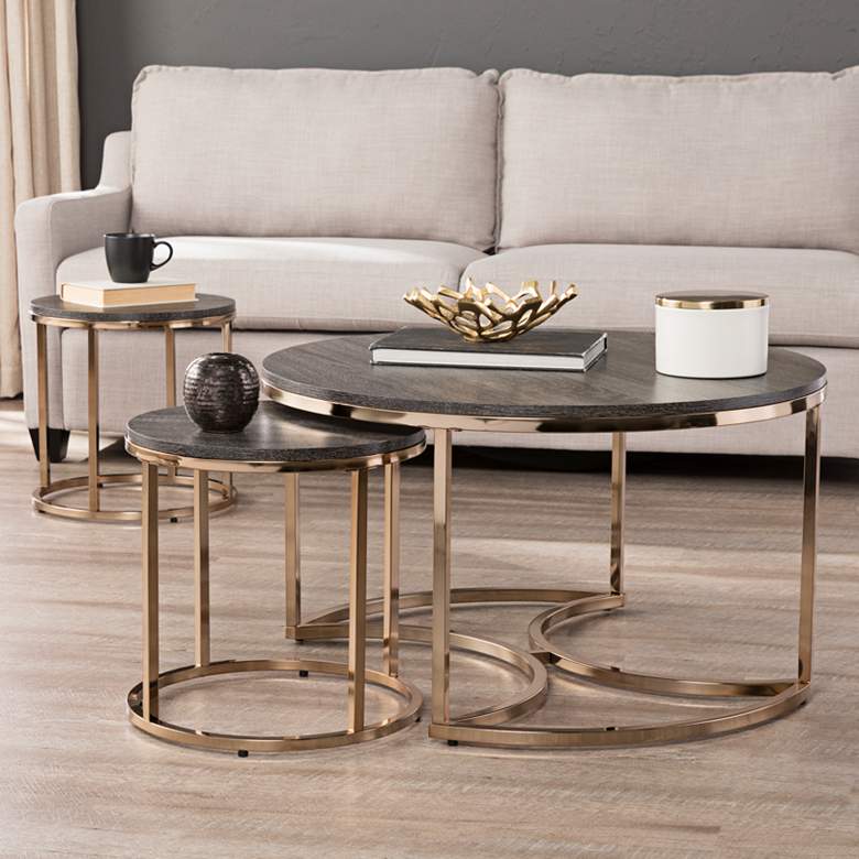 Image 1 Lachlan 32 inch Wide Espresso 3-Piece Round Nesting Tables Set