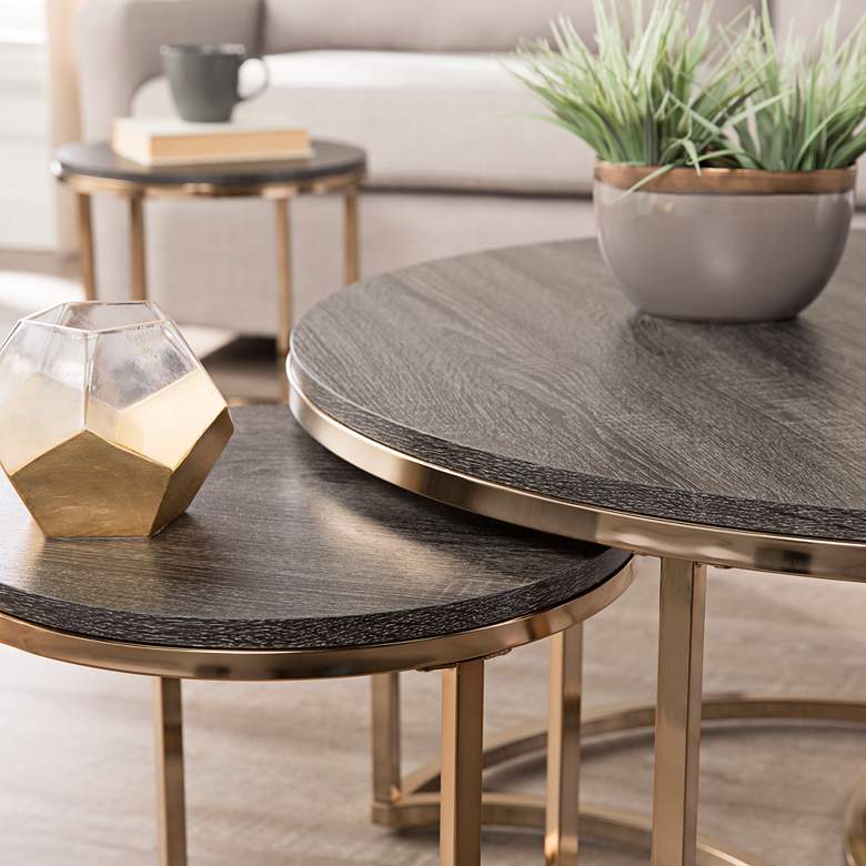 Image 7 Lachlan 32" Wide Espresso 3-Piece Round Nesting Tables Set more views