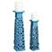 Lachlan Light Blue Ceramic Pillar Candle Holders Set of 2