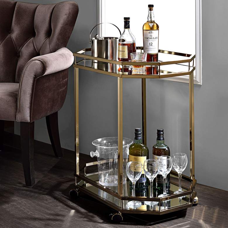 Image 1 Lacole Mirror and Champagne Serving Cart