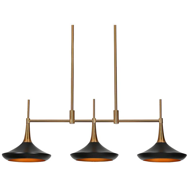 Image 2 Lacos 34 1/2" Wide Brushed Gold Black 3-Light Linear Pendant