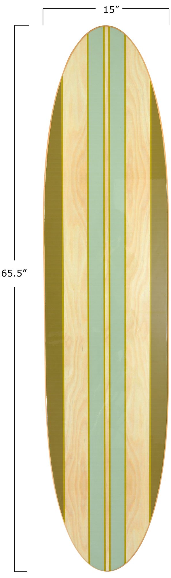 Image 2 Lacquered Wood Surfboard Wall Decor with Stripes (Vertical or Horizontal) more views