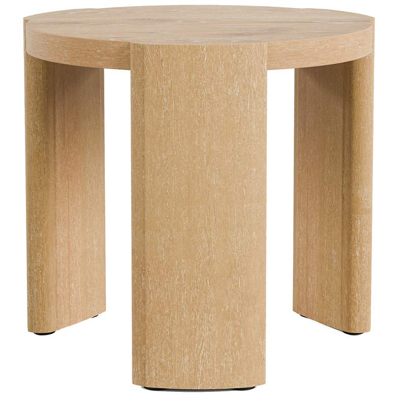 Image 3 Lacy 20" Oak Round End Table with Plinth Base more views