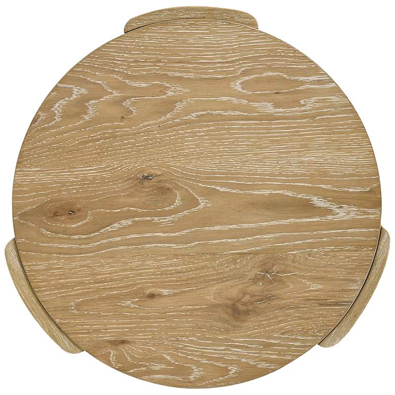 Image 4 Lacy 20" Oak Round End Table with Plinth Base more views