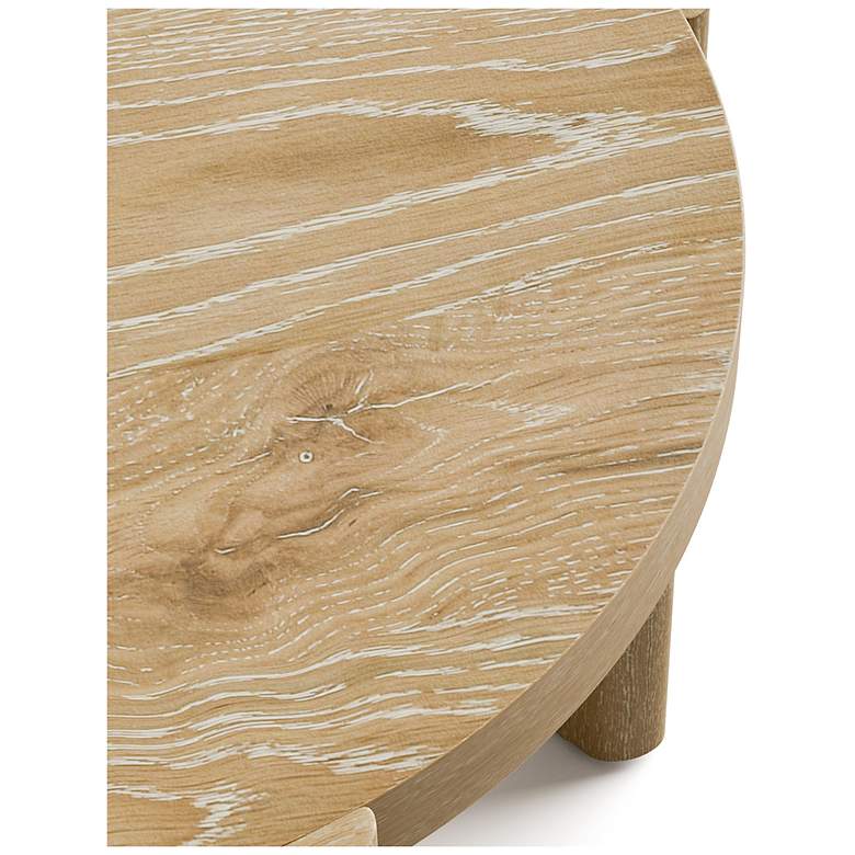 Image 5 Lacy 20" Oak Round End Table with Plinth Base more views