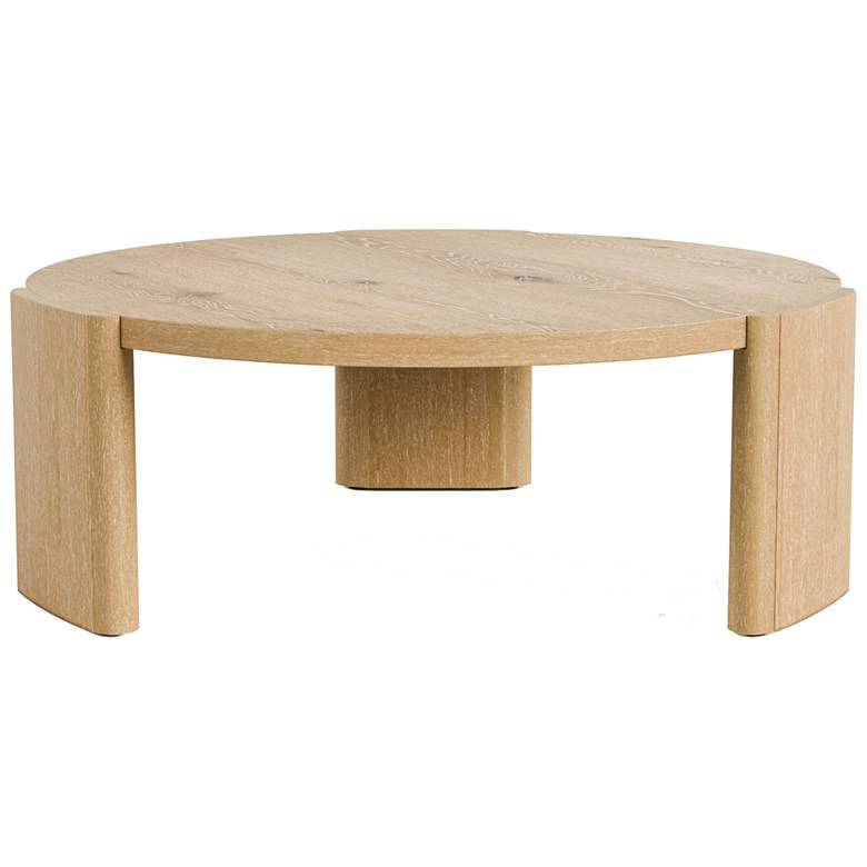 Image 1 Lacy 42" Oak Round Coffee Table with Plinth Base