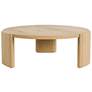 1_Lacy 42" Oak Round Coffee Table with Plinth Base