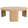 3_Lacy 42" Oak Round Coffee Table with Plinth Base more views