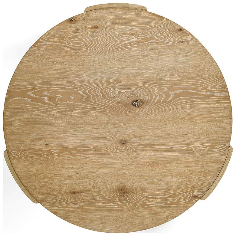 Image 4 Lacy 42" Oak Round Coffee Table with Plinth Base more views