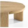 7_Lacy 42" Oak Round Coffee Table with Plinth Base more views