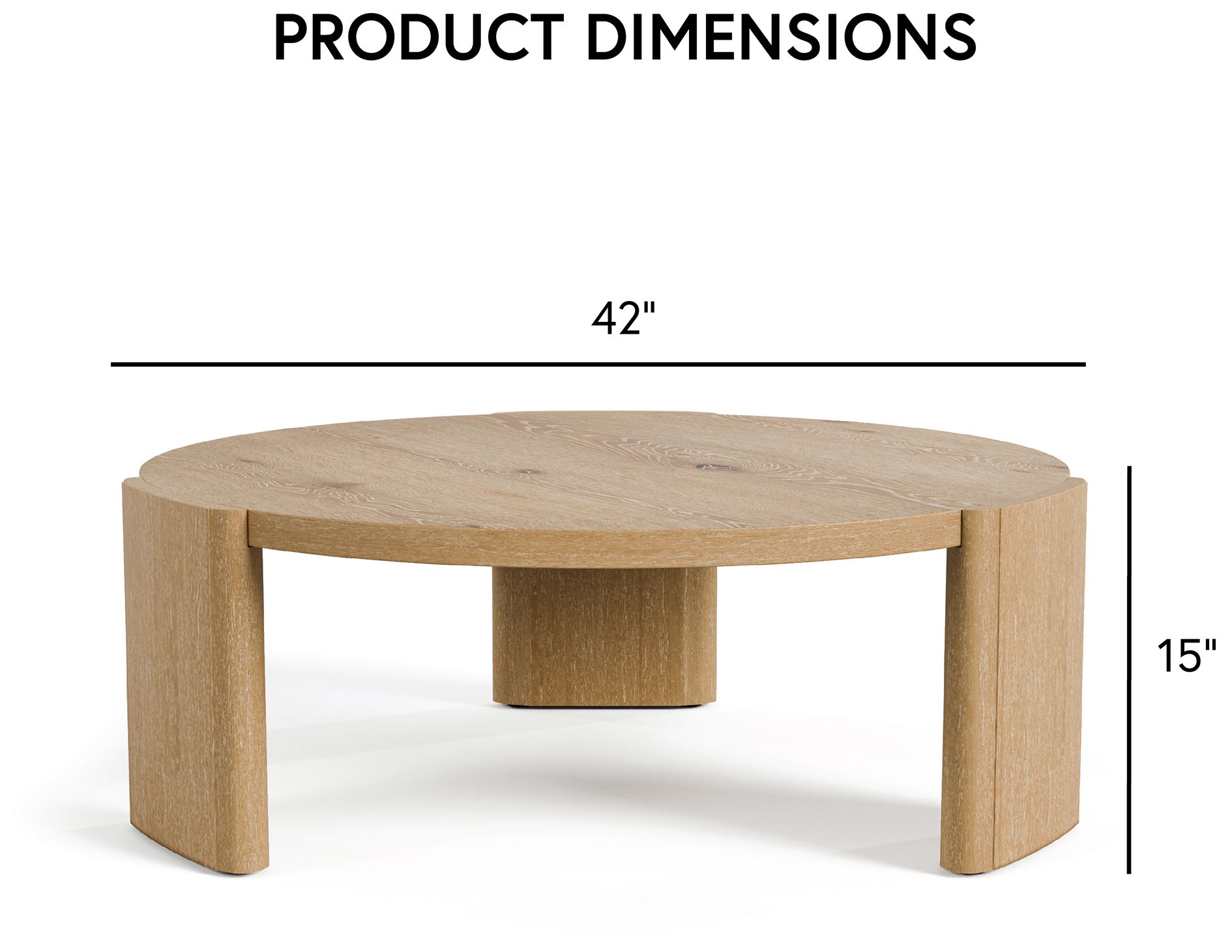 Lacy 42" Oak Round Coffee Table with Plinth Base
