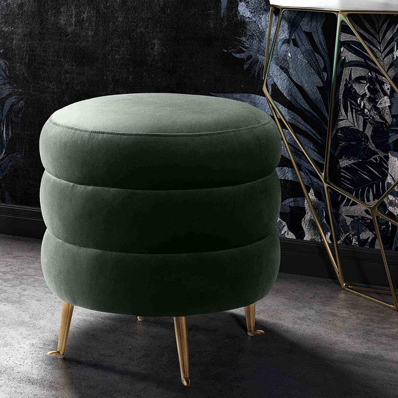 Image 1 Ladder Gray Velvet Round Ottoman