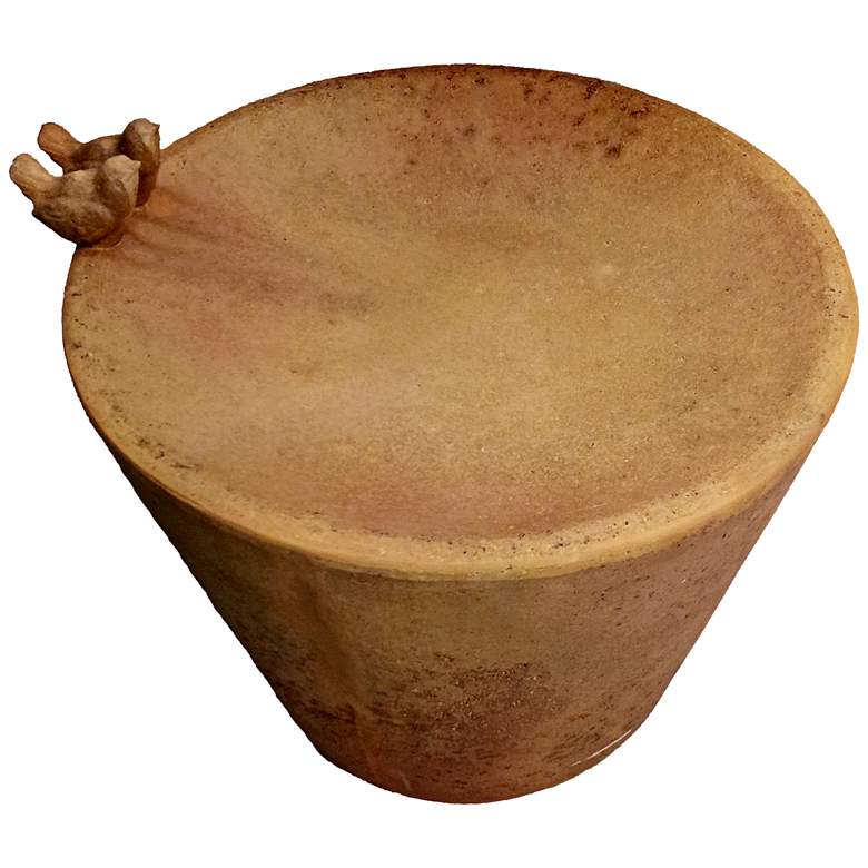 Image 1 Ladom 14"H Sandstone Outdoor Bird Bath with Small Finches