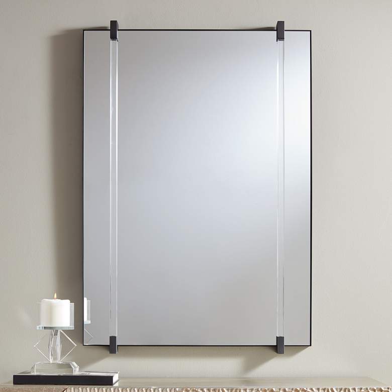 Image 1 Ladonna Matte Black 26 inch x 37 1/2 inch Rectangular Wall Mirror