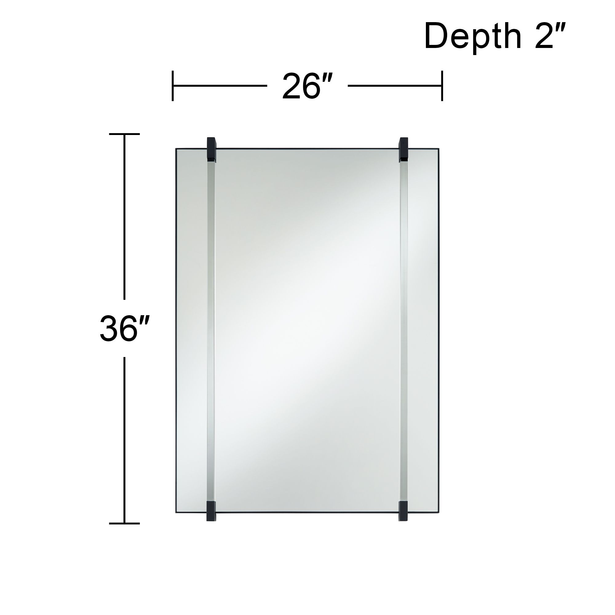 Ladonna Matte Black 26" x 37 1/2" Wall Mirrors Set of 2