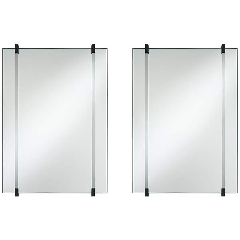 Image 1 Ladonna Matte Black 26" x 37 1/2" Wall Mirrors Set of 2