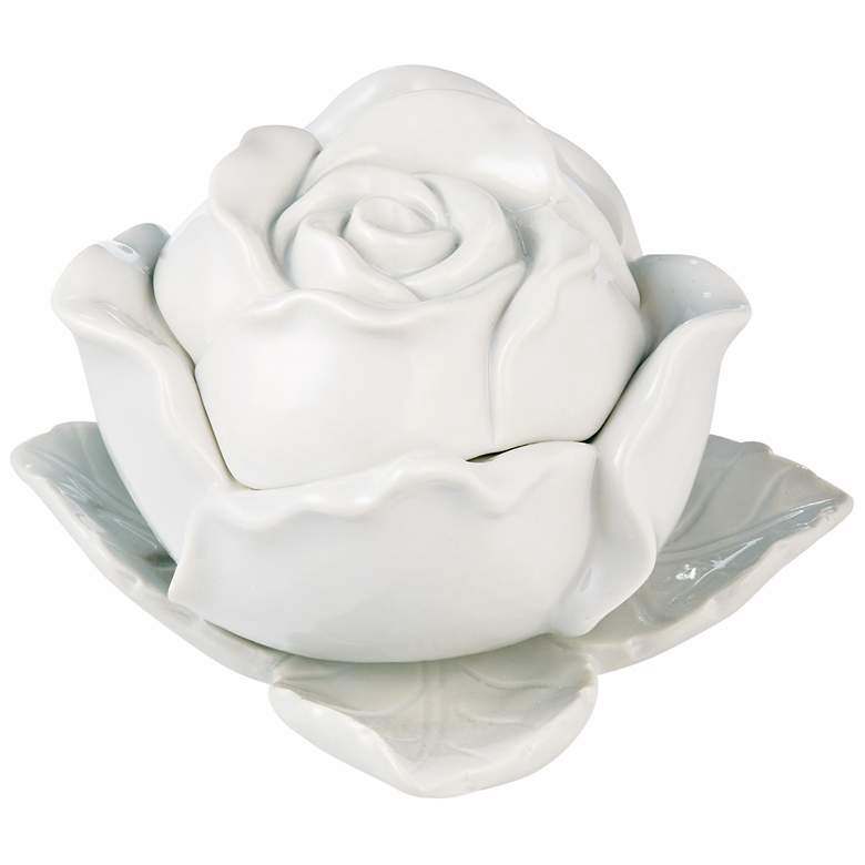 Image 1 Lady Camellia White Ceramic Petal Covered Jar