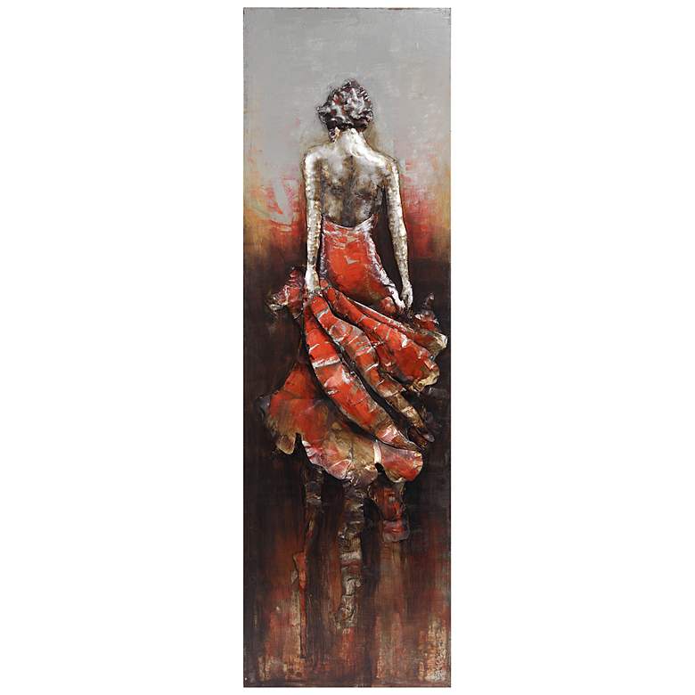 Image 2 Lady in Red 72" High Mixed Media Metal Dimensional Wall Art