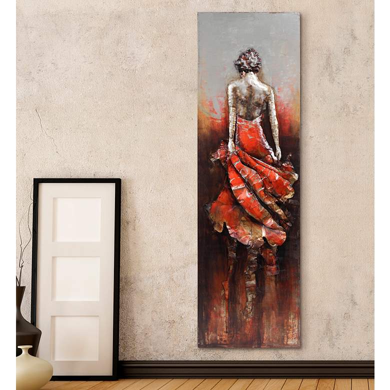 Image 1 Lady in Red 72" High Mixed Media Metal Dimensional Wall Art