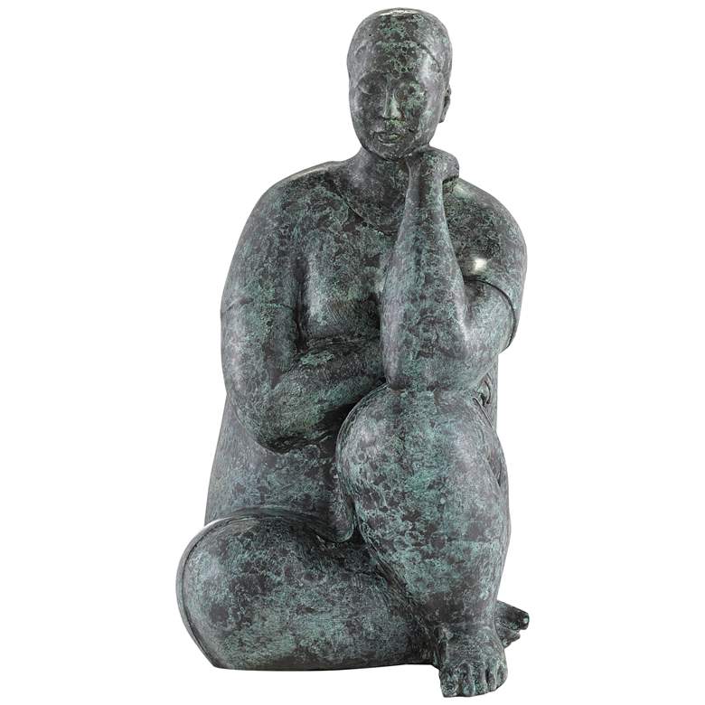 Image 1 Lady Meditating 15 1/4 inchH Granite Green Sculpture