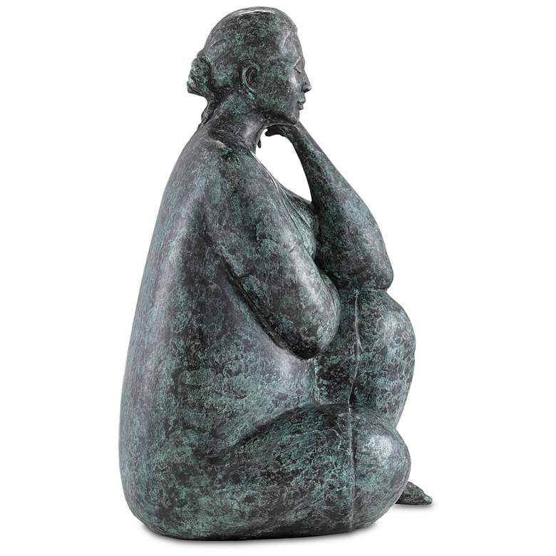 Image 4 Lady Meditating 15 1/4 inchH Granite Green Sculpture more views