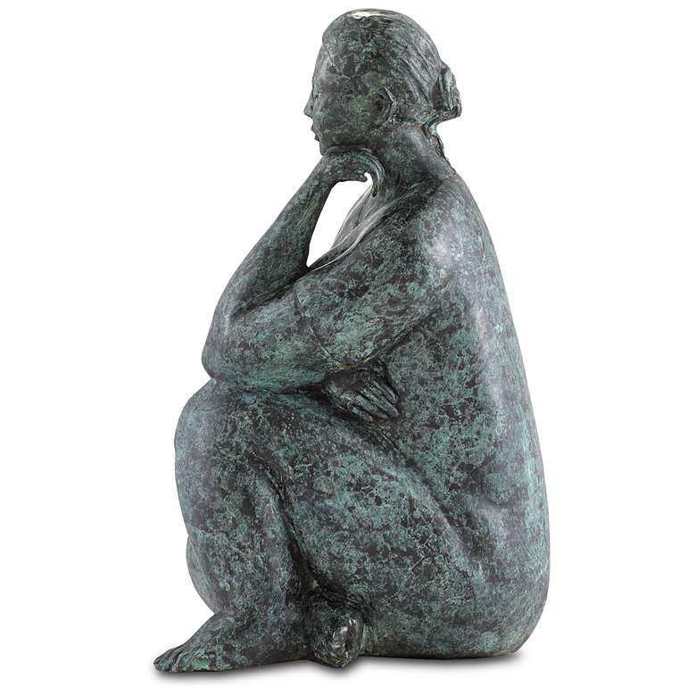 Image 5 Lady Meditating 15 1/4 inchH Granite Green Sculpture more views