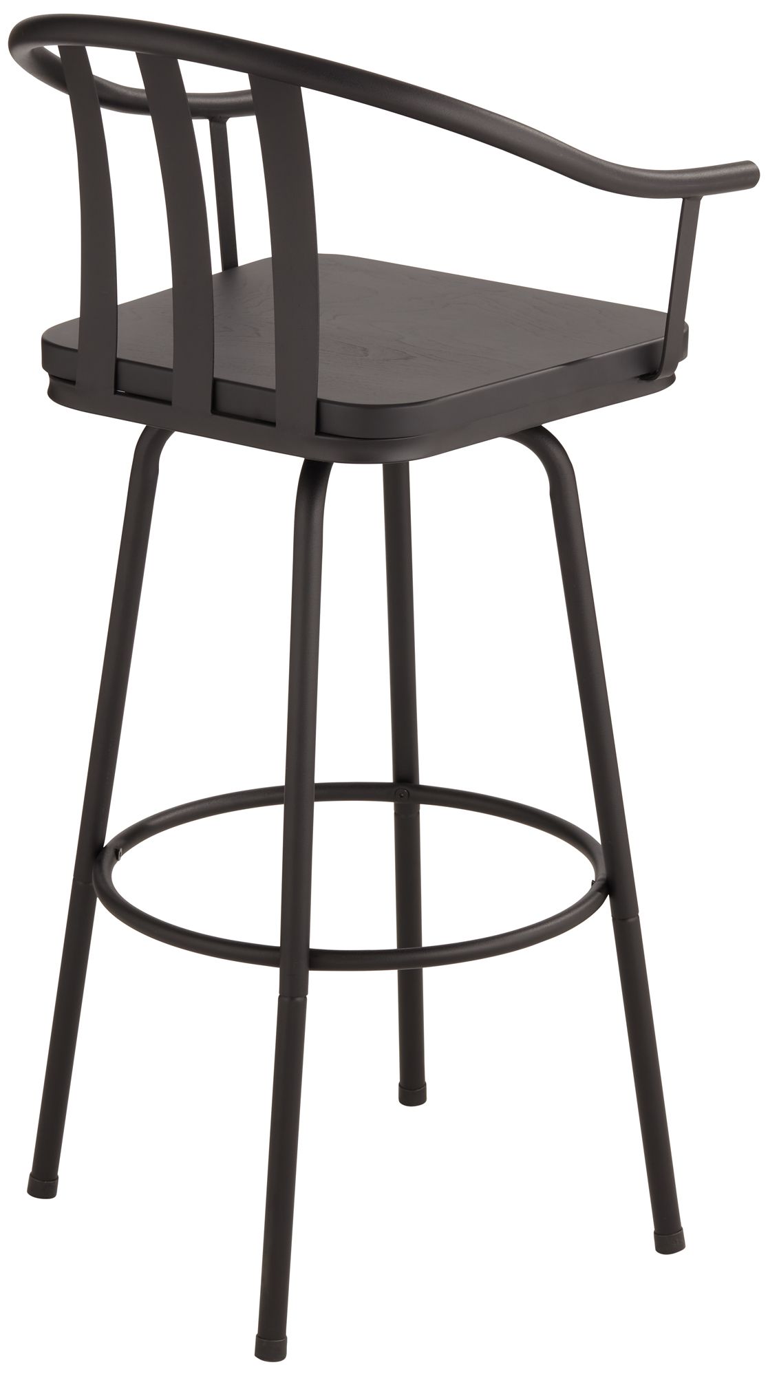 Lael 25 1/4" Black Metal and Wood Swivel Counter Stools Set of 2 in scene