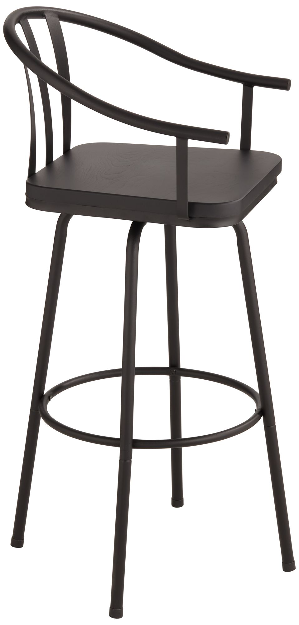 Lael 25 1/4" Black Metal and Wood Swivel Counter Stools Set of 2 in scene