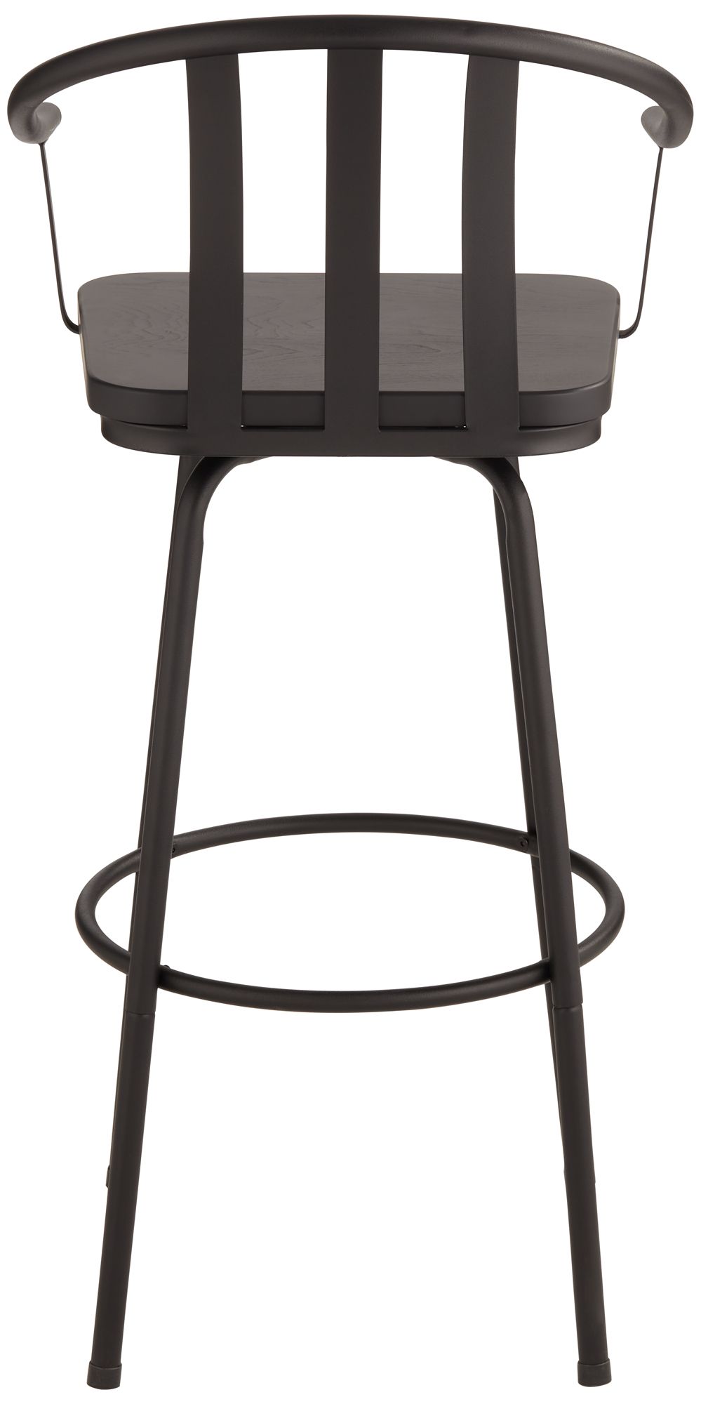 Lael 25 1/4" Black Metal and Wood Swivel Counter Stools Set of 2 in scene