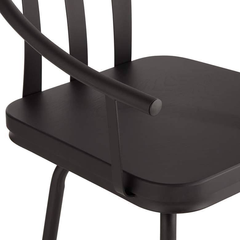 Image 5 Lael 25 1/4" High Black Metal and Wood Swivel Counter Stool more views