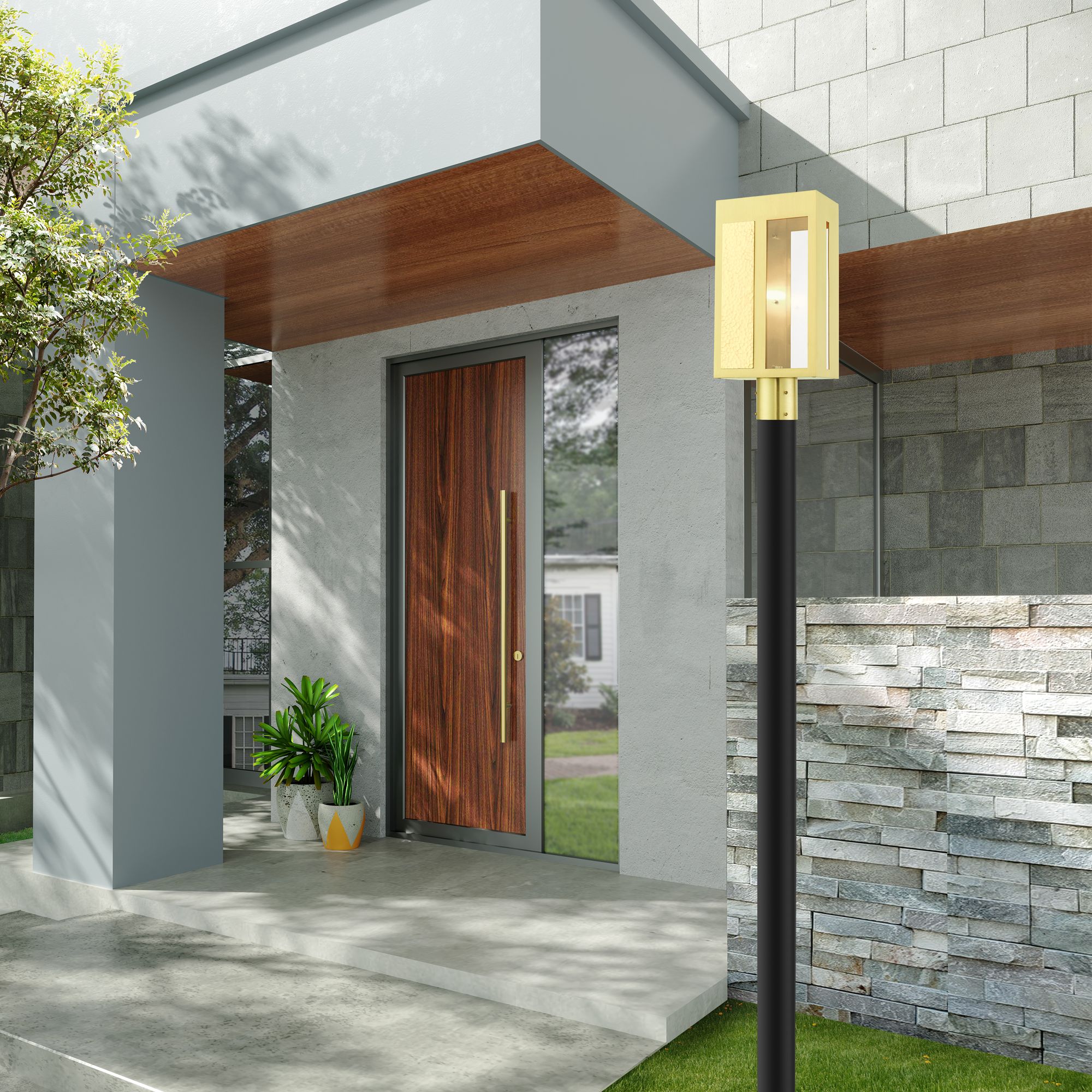 Lafayette 1 Light Satin Brass Outdoor Post Top Lantern