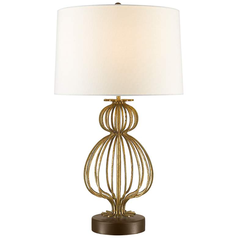 Image 5 Lafitte 27 1/2" Glazed Gilt Double Gourd Open Metal Table Lamp more views