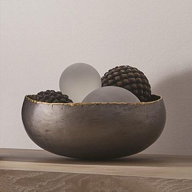 Laforge 10 1/2" Wide Gray Rustic Braised Metal Modern Bowl