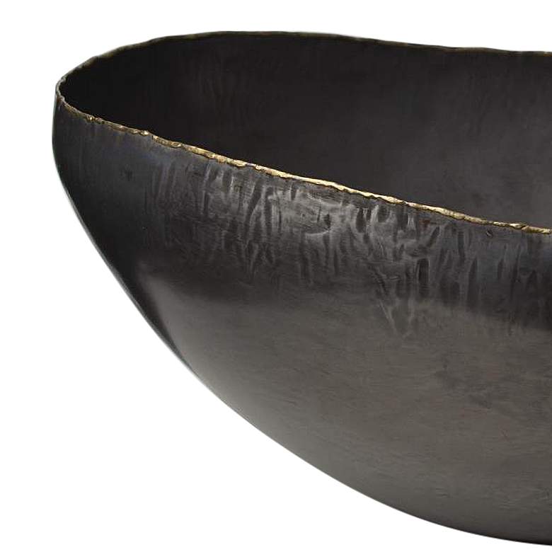 Image 2 Laforge Semi-Gloss Bronze 15 inch Wide Oval Modern Centerpiece Bowl more views