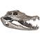 Lago 9" Wide Silver Leaf Crocodile Skull Figurine