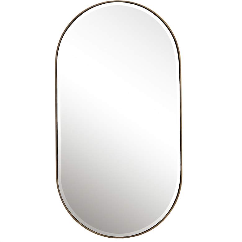 Image 1 Lago Antiqued Golden Bronze 21 1/4 inch x 40 inch Oval Wall Mirror